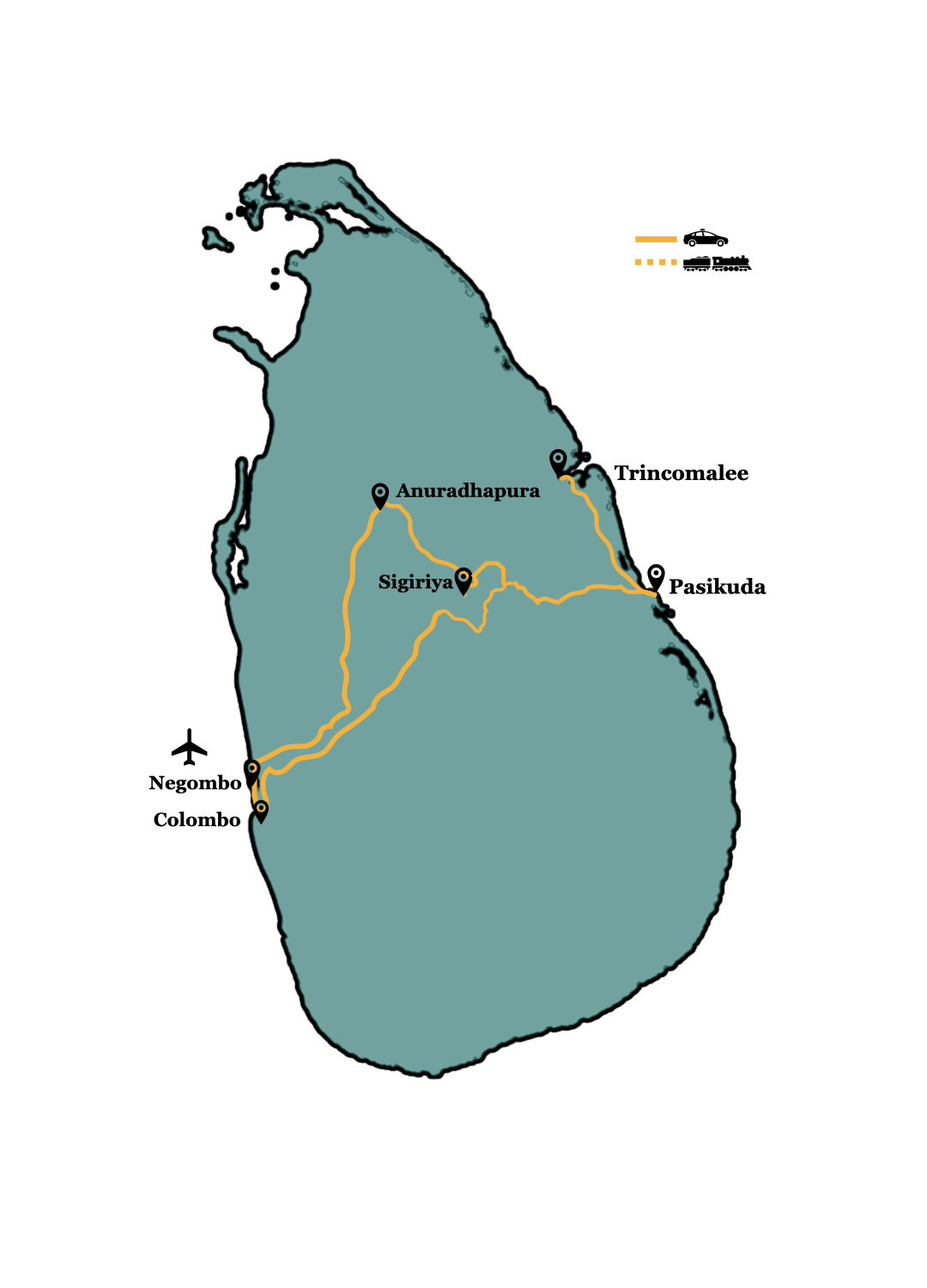 Route des Ayurveda und Yoga Retreats von Negombo über Anuradhapura und Sigiriya nach Pasikuda und Colombo